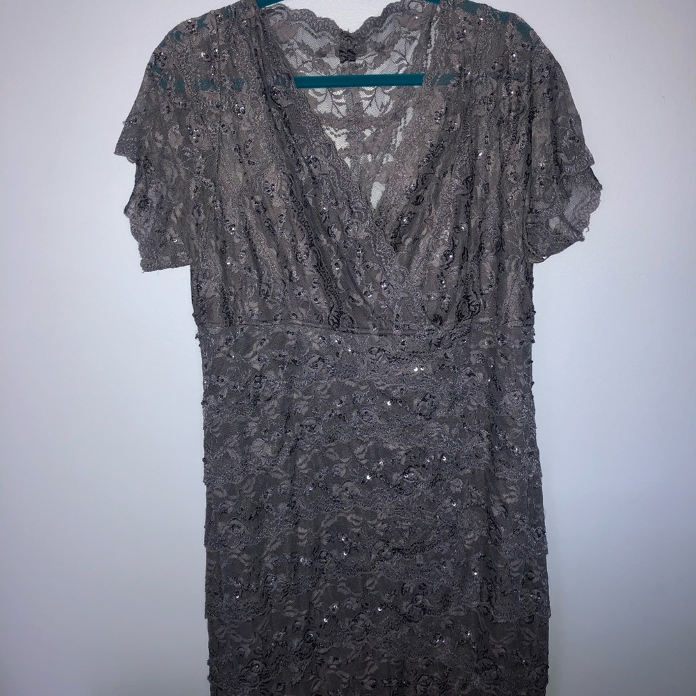 lace and sparkle gray dress